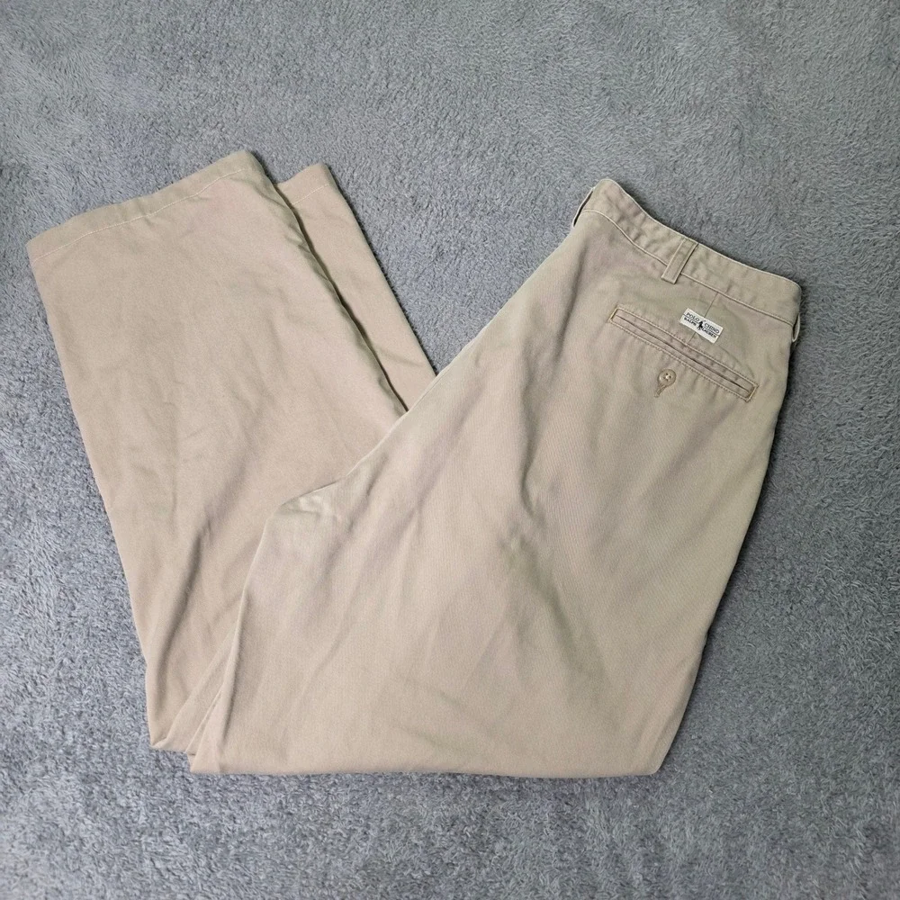 Polo Ralph Lauren Mens 36x30 Chino Pants Tan Khaki Double Pleated Relaxed Fit